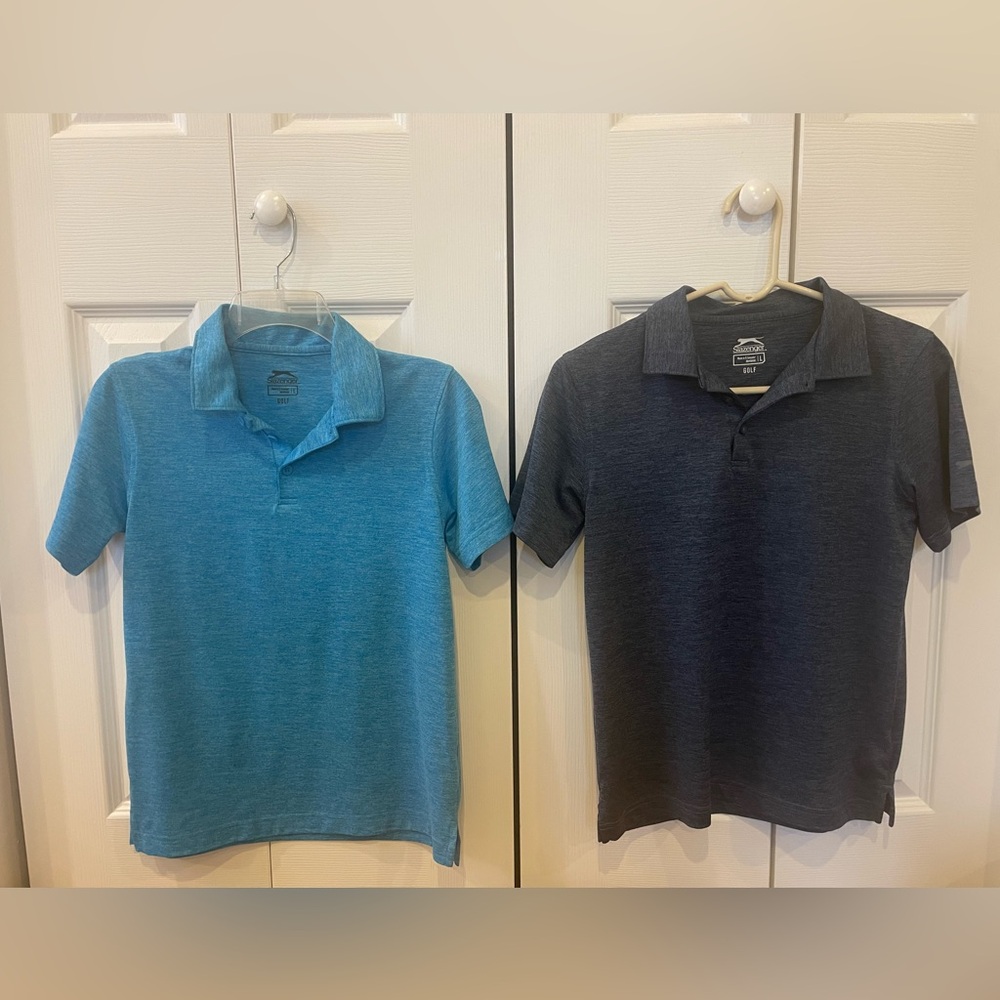 Slazenger Blue and Black Polo Shirts Casual Collection Boys Large EUC